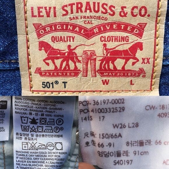 LEVI’S 501 T Tapered High Rise Denim Jeans Blue 26 - Picture 4 of 10